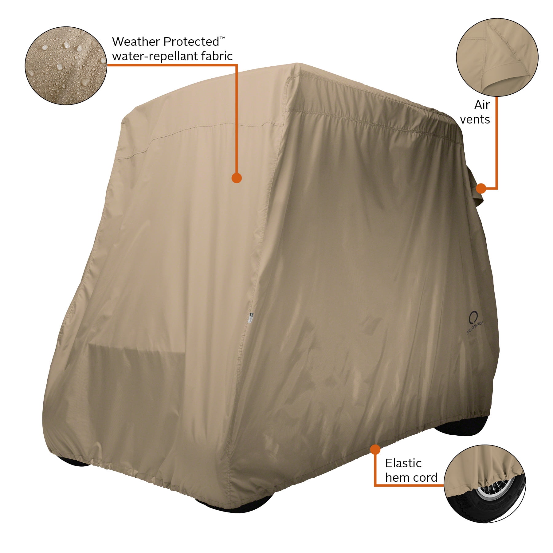 Classic Accessories Fairway Short Roof 2-Person Golf Cart Cover