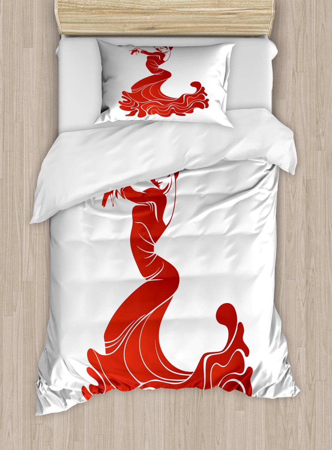 Spanish Duvet Cover Set Twin Size, Flamenco Dancer Sexy Performance