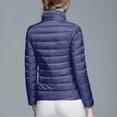 thumbnail image 5 of felwors Puffer Jacket Women Casual Feather Lightweight Down Jackets Packable Solid Color Puffer Coats With Storage Bag Winter Dark Blue, M, 5 of 6