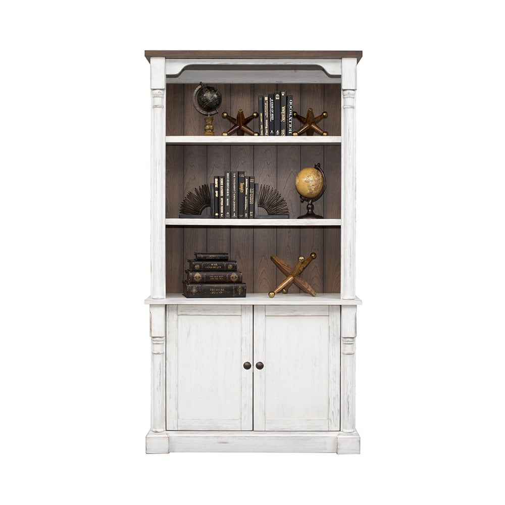 Martin Furniture Durham 3 Rustic Wood Bookcase With Doors Storage Cabinet White