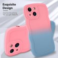 thumbnail image 3 of for iPhone 13 Case Gradient Silicone Case with Wireless Charger, Wave Edge Soft Back Cover with Screen Protector Cover for Girls Women -Pink Blue, 3 of 12