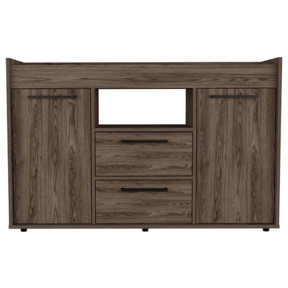 Lyon Sideboard, Two Drawers, Double Door Cabinets Dark Walnut