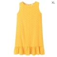 thumbnail image 2 of facefd Women Dress Sleeveless Dot Vest Ruffled Round Ruffled Round Neck Loose Dress Yellow XL, 2 of 6