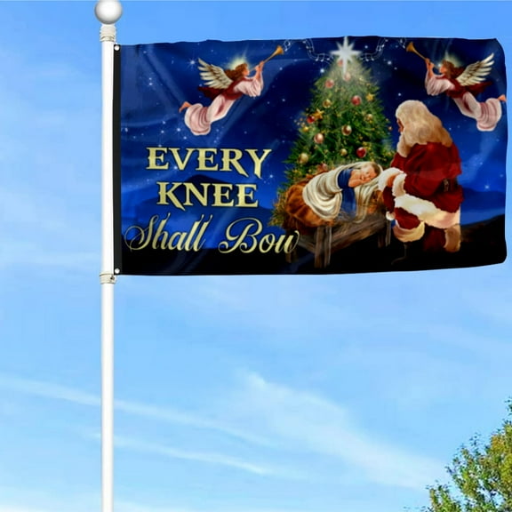 Baby Jesus Grommet Flag Every Knee Shall Bow Flag Banner with Grommets 3x5Feet Man cave Decor