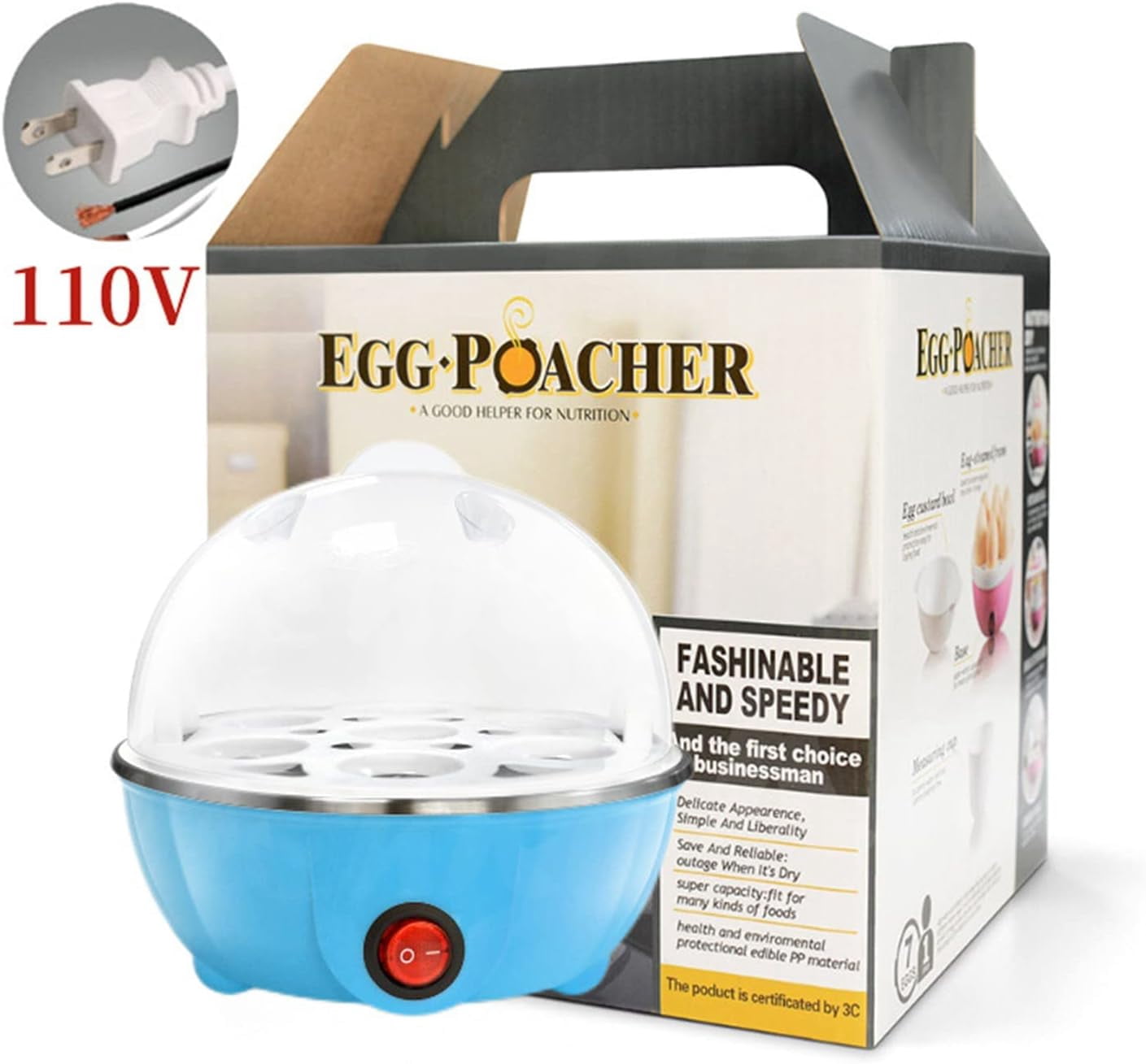 Egg Cooker For Hard Boiled Eggs, Easy Egg Cooker Electric 7-Egg Capacity, Single Layer Hard-Boiled Egg Cooker with Auto Shut-Off, Measuring Cup Included, BPA Free (Blue)