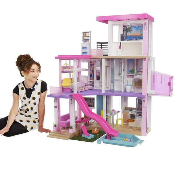 Barbie DreamHouse Playset with 10 Play Areas, 75 Furniture & Accessories, Lights & Sounds