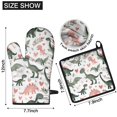 thumbnail image 6 of Cute Dinosaur Pattern Kitchen Oven Mitt and Pot Holder Sets 2 Pcs for Baking, Cooking and Grilling, Heat Resistant Up To 392 °F, 6 of 7