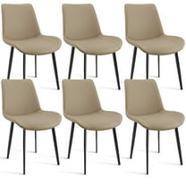 Dining Chairs Set of 6 Upholstered Dining Accent Chairs with Sturdy Metal Legs,Modern Armless Kitchen & Dining Room Chairs in Faux Leather Cushion Seat for Living Room,Kitchen