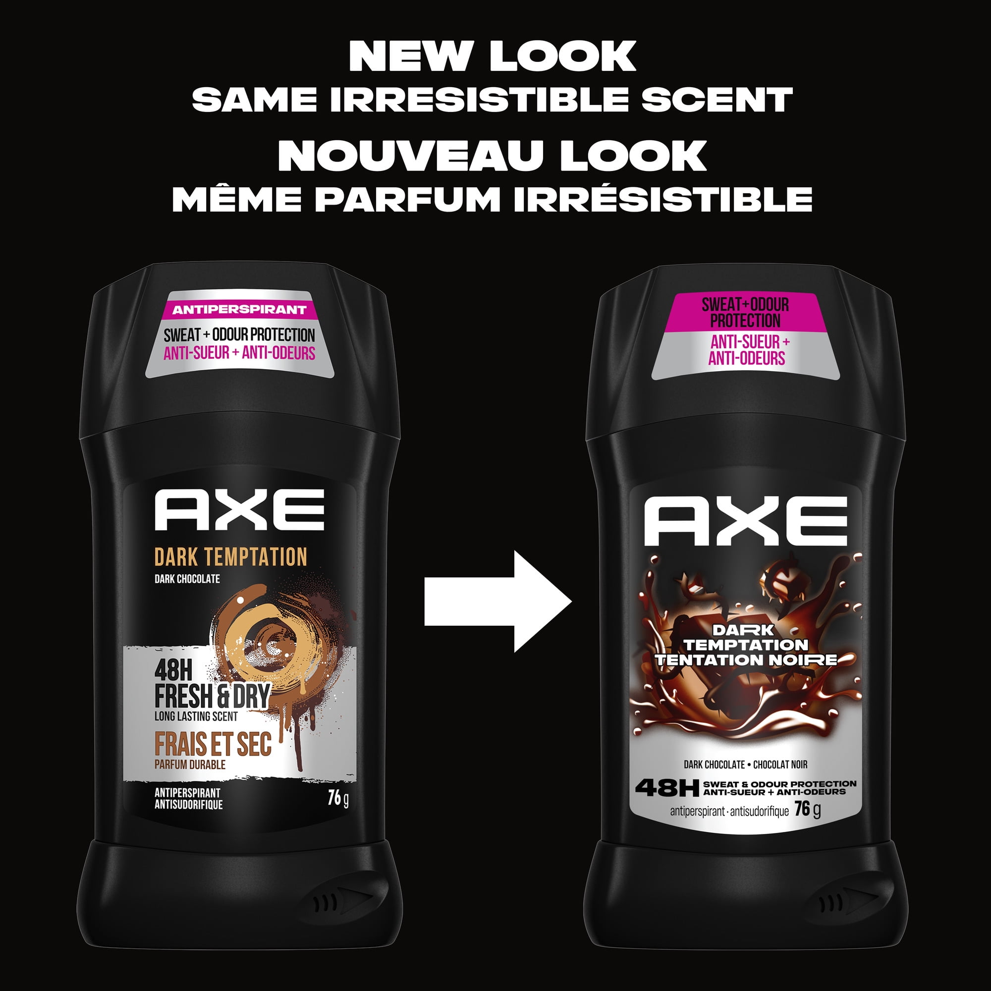 AXE Dark Temptation Antiperspirant Stick for 48-Hour Sweat and Odour Protection, Dark Chocolate, 76g, 76 g Antiperspirant