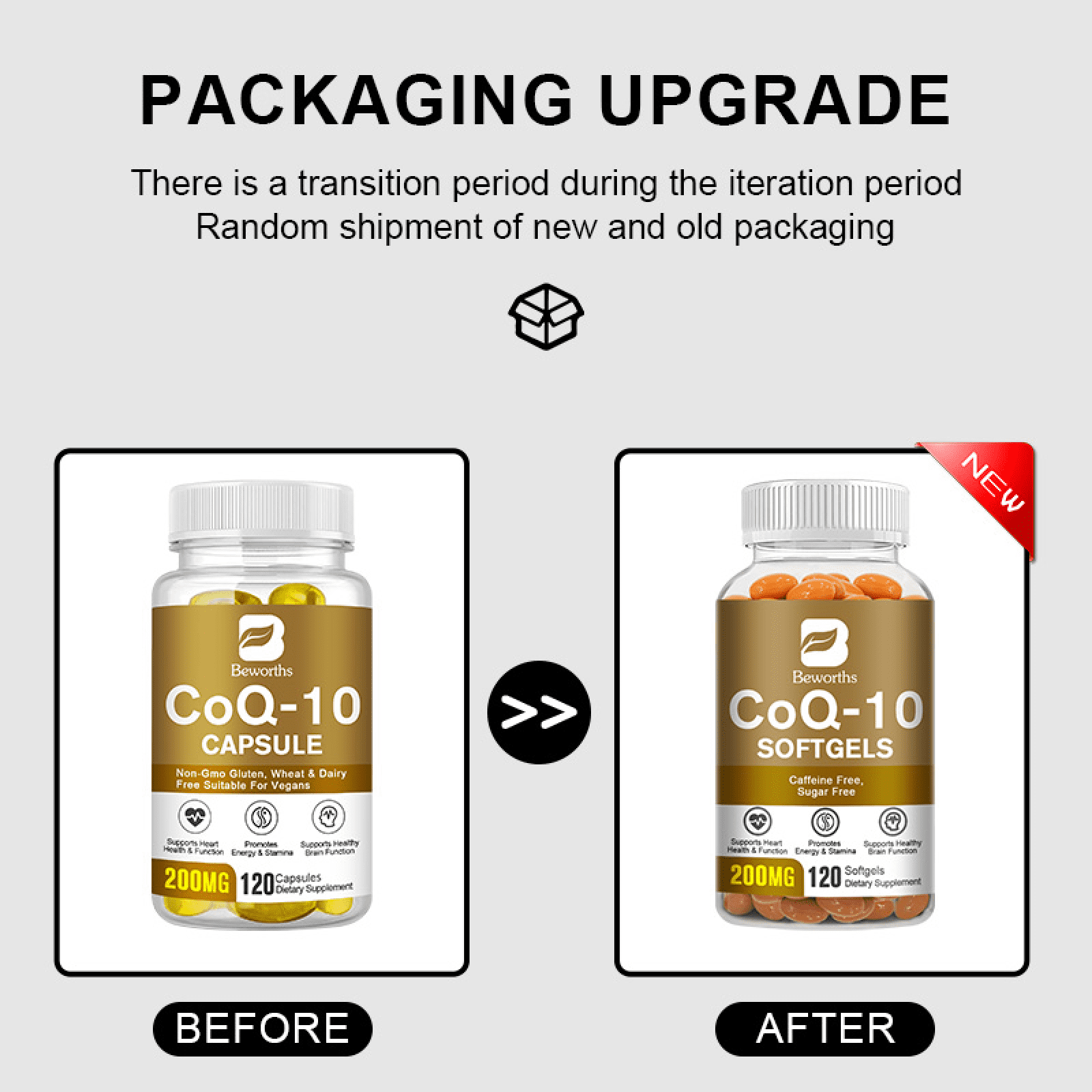 (2 Pack) B BEWORTHS CoQ10 200mg - High Absorption Coenzyme Q10 for Cellular Energy & Antioxidant Support - 240 Veggie Capsules