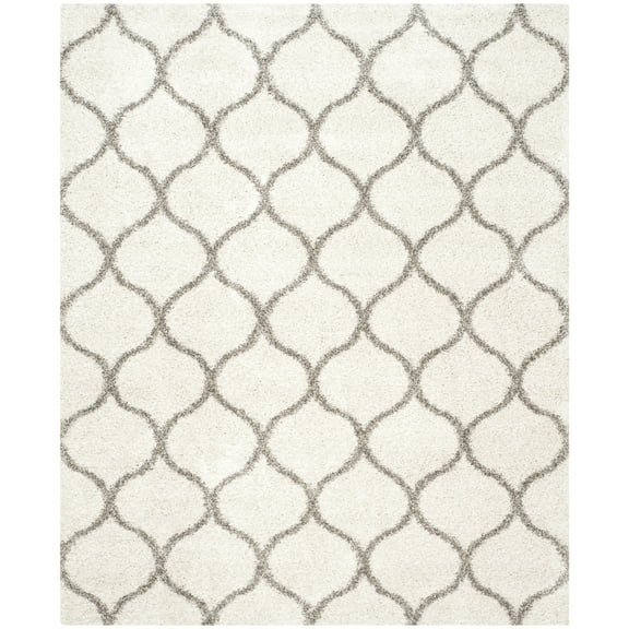 SAFAVIEH Hudson Arline Geometric Shag Area Rug, Ivory/Grey, 8' x 10'