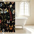 thumbnail image 3 of Erosebridal Bohemian Dragonfly Shower Curtain 72Wx78L,Dreamy Flowers Bath Curtain,Black Blue, 3 of 5