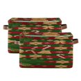 thumbnail image 2 of IAUYY Set of 2 Storage Cubes with Handles-Not Prone to Deformation Canvas Storage Baskets for Bedroom Closet Living Room Decorative Storage Baskets Red and Green Stripes, 2 of 9