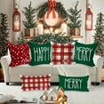 thumbnail image 6 of 4 Pcs Christmas Pillow Covers 16x16, Red and Green Christmas Decorations Pillowcase, Winter Decorative Pillow Case, Plaid Dot Cushion for Indoor Home Bedroom Sofa Xmas Couch Decor, 6 of 6