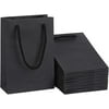 Flowerfairy Black Gift Bags with Handles, Medium Gift Bag Black 7.5x3x10 inches Pack of 50
