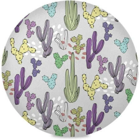 

Hyjoy Cactus Round Placemats Set of 4 Non-Slip Heat Resistant Washable Table Mats for Kitchen Dining Table Decoration 15.4 Inch