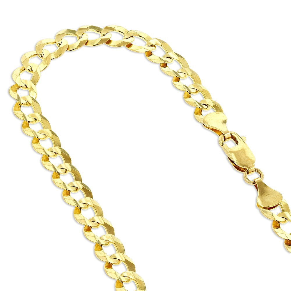 The Diamond Deal Mens 14k Hollow Yellow Gold 4.4mm Shiny Hollow Cuban Comfort Curb Cuban Chain Necklace For men for Pendants and Charms with Lobster-Claw Clasp ( 18", 20" 22" or 24 inch)
