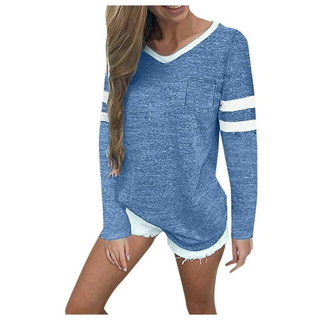 

Mrat Family Matching Wear Outfits Matching for Adults and Kids Women Summer Casual V Neck Long Sleeve Pocket Blouse Tops T Shirt Family Matching Outfits