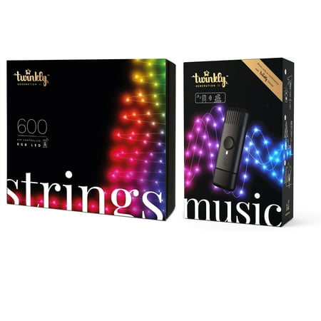 

Twinkly Strings + Music Bundle 157.5-Ft 600 LED RGB Christmas Lights w/Music Syncing Device