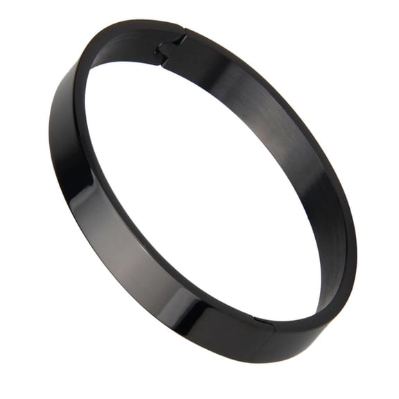 Fashion Shiny Bangle Stainless Steel Plain Bracelet for Men Women Gift - Black