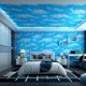 thumbnail image 1 of 1 Roll 17.72in*236.22in Self-Adhesive PVC Wallpaper Moisture-proof Wallpaper Self-adhesive Ceiling Wall Stickers Ceiling Blue Sky White Cloud Stickers Living Room Window Background Wall Renovation De, 1 of 4