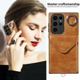 thumbnail image 4 of Galaxy S24 Ultra Case with Ring Holder Stand, Allytech Classic PU Leather Back Cover with Cards Holder Shockproof Detachable Shoulder Strap Wallet Case for Samsung Galaxy S24 Ultra - Brown, 4 of 14