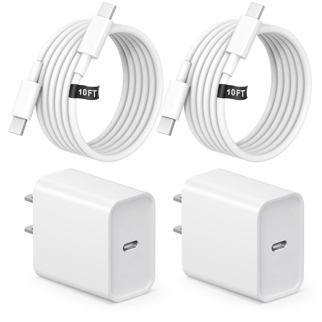 Cargador Rápido USB C Novobit 20W Paquete de 2 con Cable de 3 m
