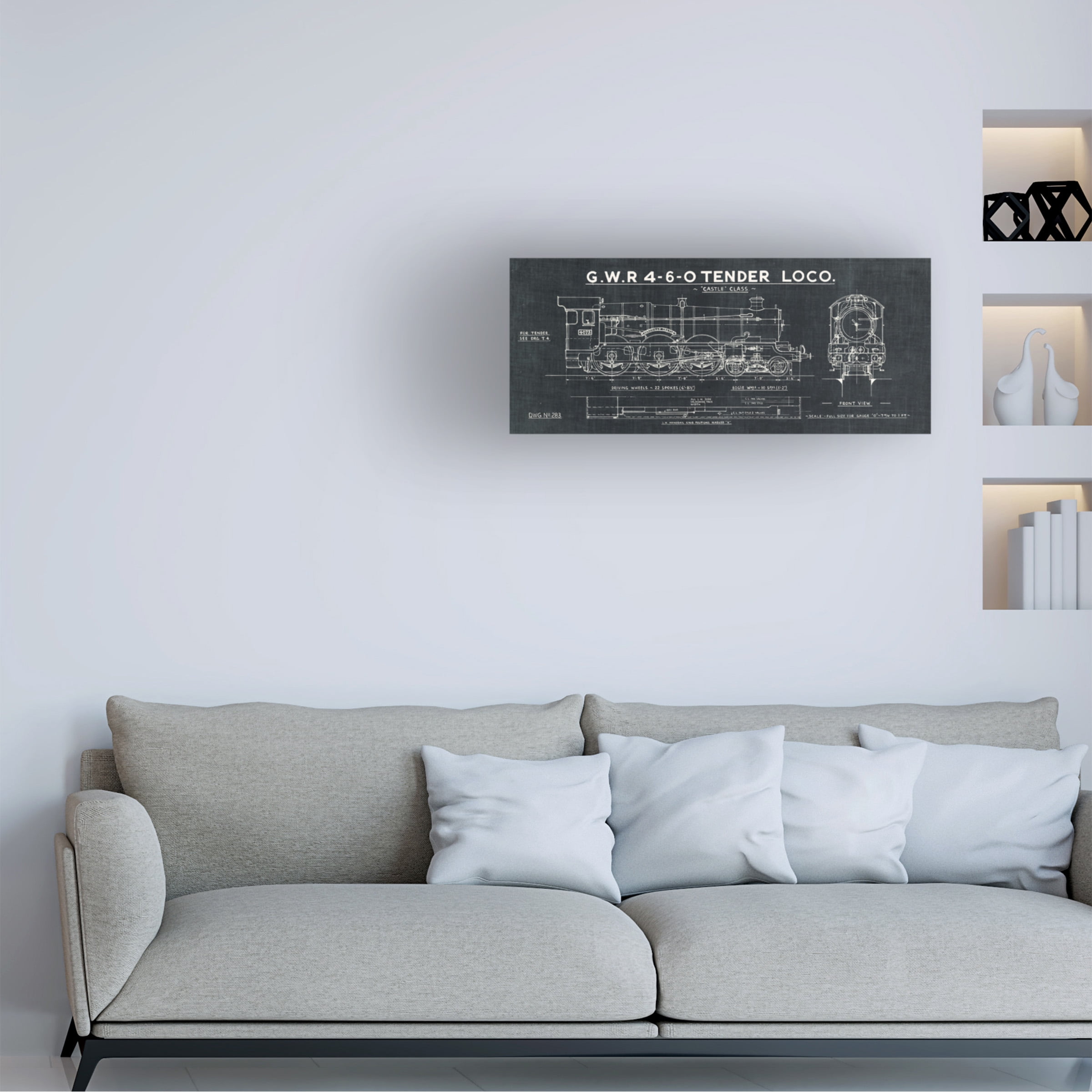 Wild Apple Portfolio 'Train Blueprint III Black' Canvas Art