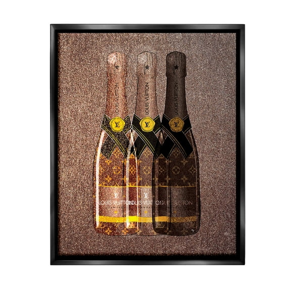 Stupell Industries Abstract Brown Wine Bottles Food & Beverage Painting Black Floater Framed Canvas Art Print Wall Art, 17 x 21