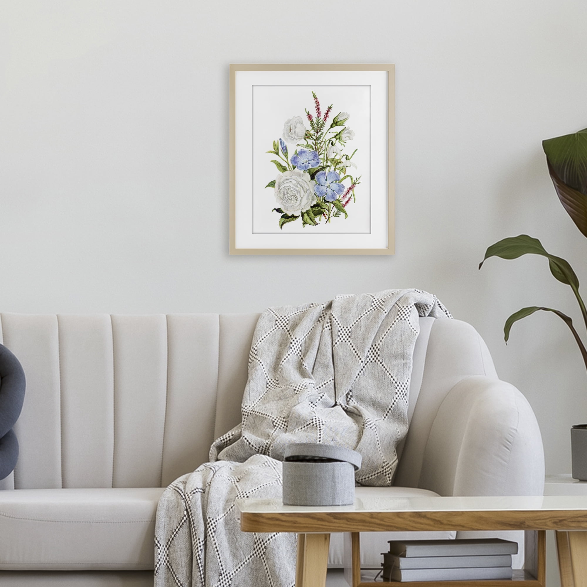 Bountiful Floral Bouquet Birch Framed Print Under Glass, design by Lettered and Lined