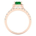 thumbnail image 4 of Clara Pucci 18K Rose Gold Princess Cut 0.75Ct Simulated Emerald Engagement Ring + Matching Band - Luxury Box Included, 4 of 7
