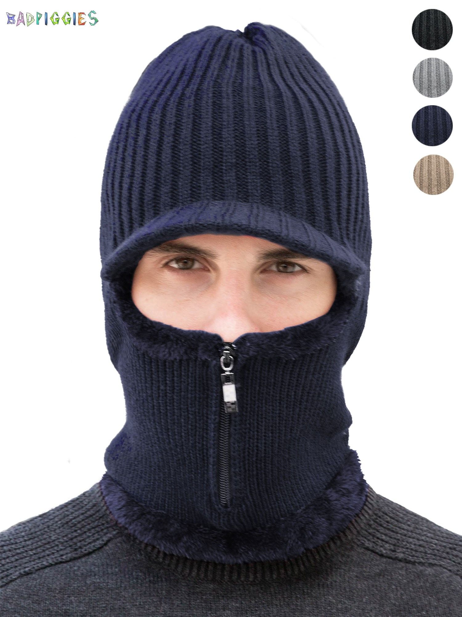Diamondo Fleece Hat Hooded Neck Warmer Face Mask Windproof Masked Cap for Winter