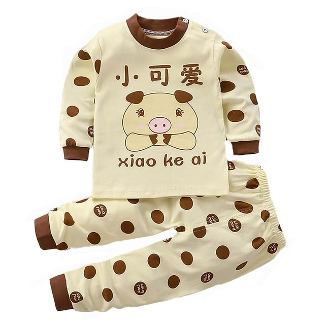 Hiiyo Little Boys Pajama Sets Kids Cartoon Sleepwear Fall Clothes Set Loungewear PJs