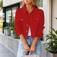 thumbnail image 4 of Modern Cropped Trucker Jacket For Women Denims Lightweight Long Sleeve Lapel Collar Button Down Trucker Coat with Pocket Yellow XXL, 4 of 4