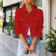 thumbnail image 4 of Modern Cropped Trucker Jacket For Women Denims Lightweight Long Sleeve Lapel Collar Button Down Trucker Coat with Pocket Yellow XXL, 4 of 4