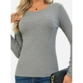 thumbnail image 4 of Women's Shirt Round Neck Fitted Top Casual Bottom Shirt Slim Basic T Shirt, 4 of 4