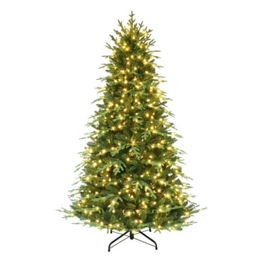 6.5 ft Pre-lit Flocked Utah Fir Tree 1569 PE/PVC Tips 350 UL Clear ...