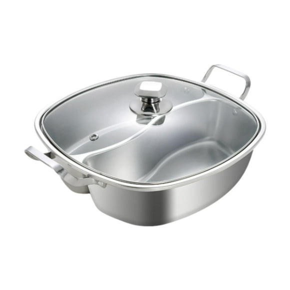 Olla caliente de con divisor Shabu Shabu, utensilios de cocina, olla caliente dividida, olla caliente china para viajes, picnic en casa con tapa