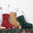thumbnail image 4 of Dserhfy Christmas Sock White Long Plush High Gloss Sequins Bright Color Large Size Festival Prop Reusable Xmas Tree Ornament Kid Gifts Bag Pendant for Festival, 4 of 8