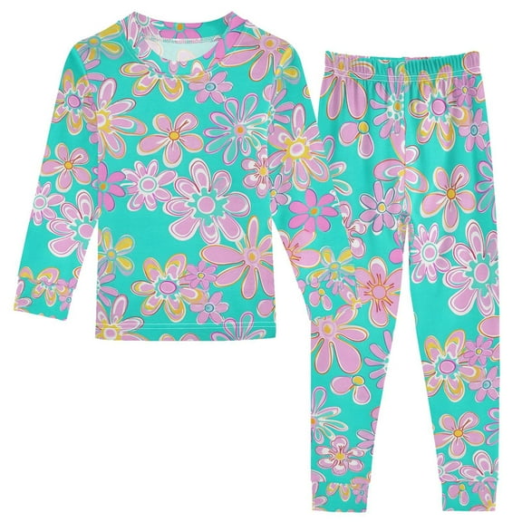 joogoo Cute Floral 2 Piece Long Sleeve Tee and Pants Cotton Pajama Set 5Y