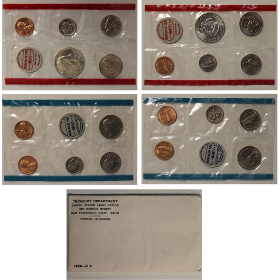 1968 U.S. Mint Set – 10 Coins – Collectible OGP Set (Includes 40% Silver Kennedy Half Dollar)
