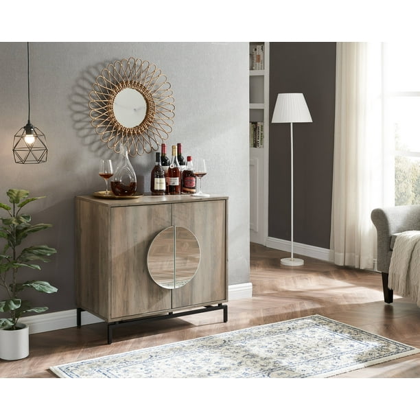 Gramercy Way Grey Wash Console Bar with Half Moon Handles