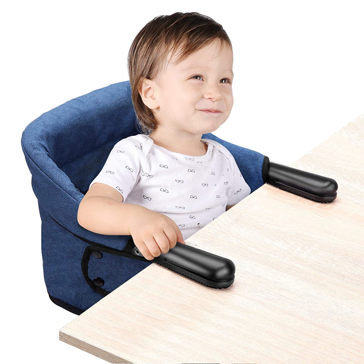 Hook On Chair Attach to Fast Table Chair Fold-Flat Storage Portable Feeding Seat Navy Blue High Load Design Clip on High Chair 