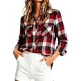 thumbnail image 7 of Cmtiyu Plaid Shirts for Women, Baggy Long Sleeve Down Collar Button Flannel Shirts, Casual Womens Tops with Pockets, S-2XL, 7 of 7