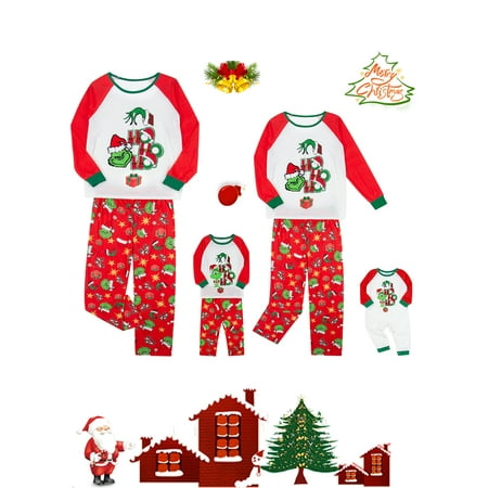 

Cathery Christmas Family Matching ELF Pajamas Set for Men Women Kids Baby Xmas Pjs Sleepwear Set