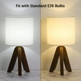thumbnail image 6 of Small Table Nightstand Lamp with Wooden Tripod Base, White Shade, Set of 2, 6 of 7