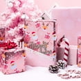 thumbnail image 5 of HOMERAL Christmas Wrapping Paper Roll - Pink Gift Wrap with Reindeer, Gift Box, Santa Claus, Candy Cane and Snowflake - Perfect for Christmas - 17 Inch X 33 Feet, 5 of 6