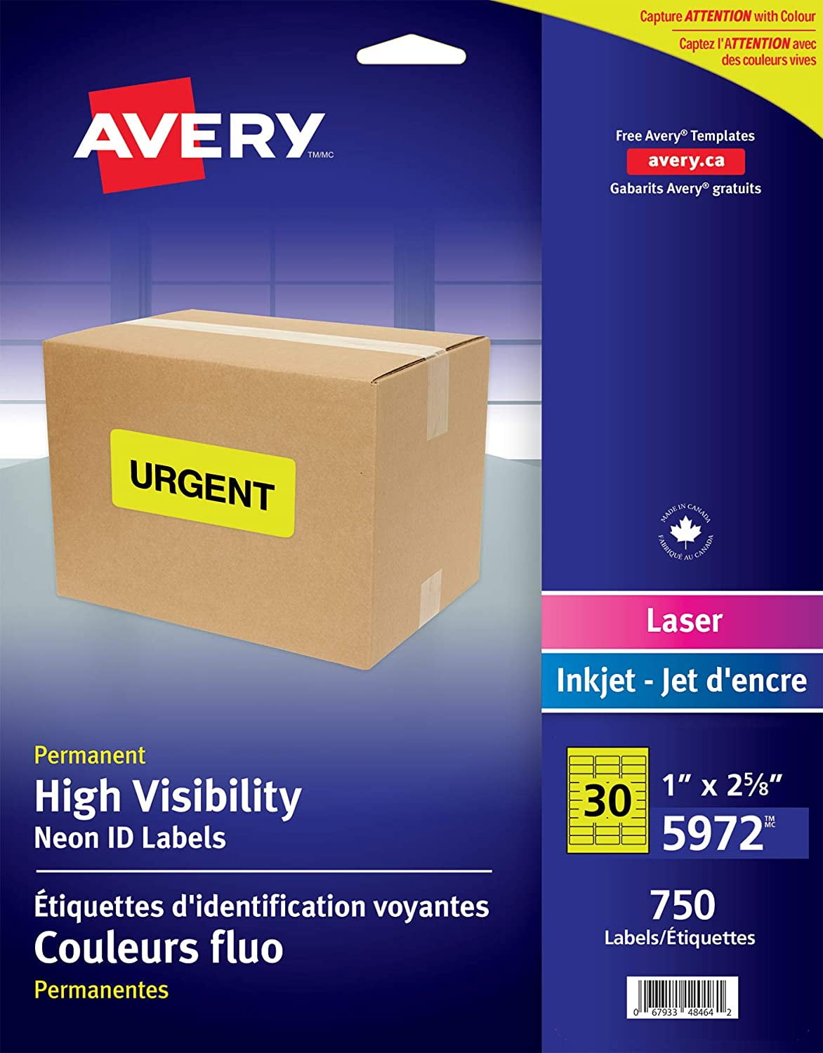 Avery neon labels 2 5 8 x 1 neon yellow rectangle permanent 750 