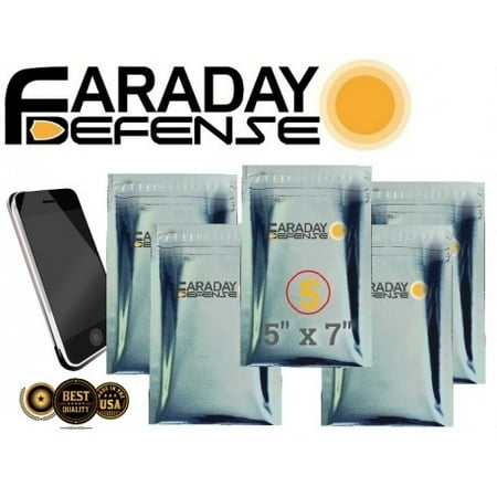 5pc 5x7 Cellphone ESD/EMP 7.0mil Faraday Bags (Best Mobile Office Bag)