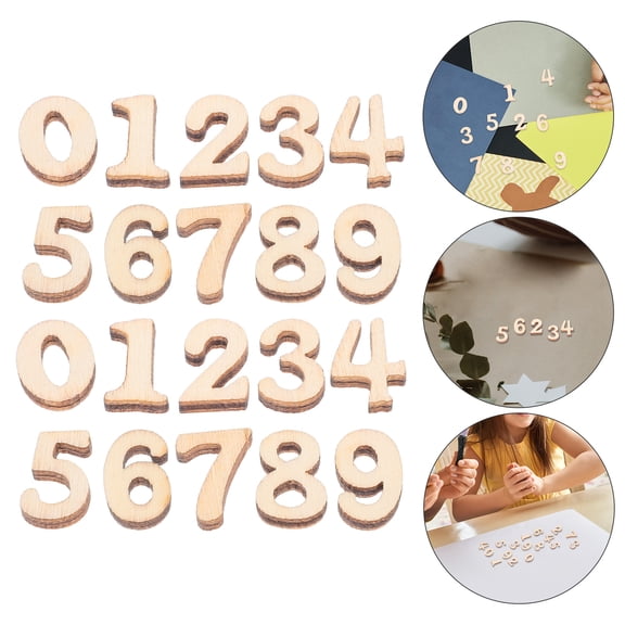 100PCS Wooden Numbers for DIY Crafts Wood Numbers 0 to Wall Party Wedding Nursery Home Decoration without Hole Random Pattern